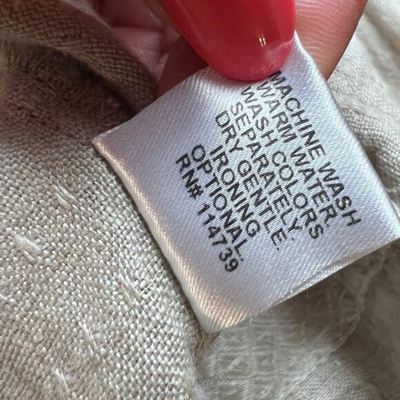 Flax Beige Natural Lagenlook Linen Cowl Neck Pullover with Pocket Blouse Size S - Picture 5 of 8